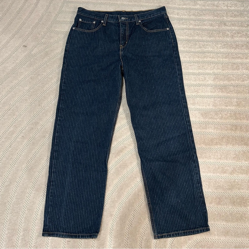 Levi’s Striped Relaxed Dad Jeans Dark Wash Pinstripe Straight Leg - W31/L30